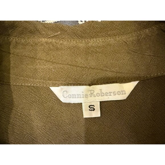 Vintage Western Olive Green Button-Up Shirt W/ Engraved Metal Buttons & Turquois - Picture 8 of 11